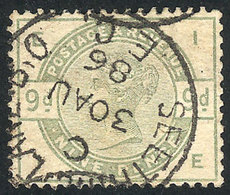 GREAT BRITAIN: Sc.107, 1883/4 9p. Green, Key Value Of The Set, Used, With A Very Small Thin On Back, Very Good Front, O - Other & Unclassified