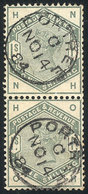 GREAT BRITAIN: Sc.107, 1883/4 1sh. Green, Horizontal Pair Used In Portree, VF Quality - Autres & Non Classés