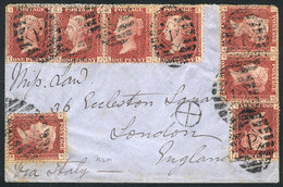 GREAT BRITAIN: 1871 SUEZ - London: Cover Of An Navy Officer In Suez, Franked With 8x 1p. Rose-red Plate 122 (SG.43) To - Altri & Non Classificati