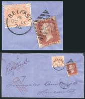 GREAT BRITAIN: 13/OC/1876 BELFAST - Lancaster: Registered Folded Cover Franked By SG.43 + 152 (1p. Red-rose Plate 173 A - Sonstige & Ohne Zuordnung