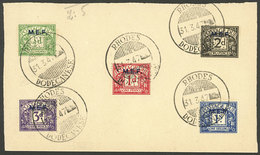 GREAT BRITAIN - M.E.F: Sc.J1/J5, The Complete Set On A Card With Postmarks Of Rhodes 31/MAR/1947, The Last Day Of The Br - Autres & Non Classés