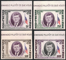 GUINEA: Sc.325/327 + C56, 1964 Kennedy, Cpl. Set Of 4 IMPERFORATE Values, Excellent Quality! - Guinea (1958-...)