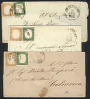 ITALY: 3 Folded Covers Used In 1863, Franked With Stamps Of 5c. + 10c. Of Sardinia (Sa.13+14), Very Interesting - Ohne Zuordnung
