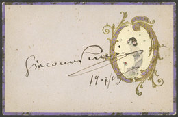 AUTOGRAPHS: PUCCINI, Giacomo: Opera Composer, Hand-written Signature On A Postcard Dated 19/JUL/1905, A Few Days After T - Altri & Non Classificati