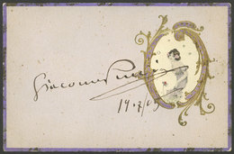 AUTOGRAPHS: PUCCINI, Giacomo: Opera Composer, Hand-written Signature On A Postcard Dated 19/JUL/1905, A Few Days After T - Other & Unclassified