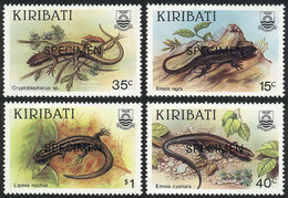 KIRIBATI: Sc.491/4, 1987 Reptiles, Cpl. Set Of 4 Values With SPECIMEN Overprint, Excellent Quality! - Kiribati (1979-...)