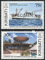 KIRIBATI: Sc.528/9 1989 Transport & Telecomnunications, Set Of 2 Values With SPECIMEN Overprint, Excellent Quality - Kiribati (1979-...)