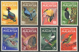 MALAYSIA: Sc.20/27, 1965 Birds, Cpl. Set Of 8 MNH Values, VF Quality, Catalog Value US$80+ - Malasia (1964-...)