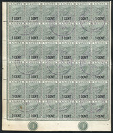 MALAYA - SUNGEI UJONG: Sc.23, 1894 1c. On 5c. Green, Used Block Of 36 Stamps, Lower Part Of The Sheet, VF! - Malaya (British Military Administration)