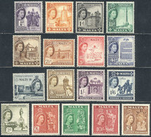 MALTA: Sc.246/262, 1956/7 Complete Set Of 17 Values, Mint Lightly Hinged, VF Quality, Catalog Value US$124+ - Malta