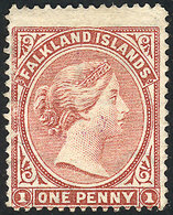 FALKLAND I.: Sc.7, With Variety: Very Notable Double-line LETTER Watermark, Minor Defect On Front, Mint No Gum, Rare! - Falklandinseln
