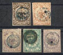 MEXICO: STATE OF MORELOS: Contribución 1%, Year 1875, 5 Stamps Between 25c. And $5, VF Quality! - Mexico