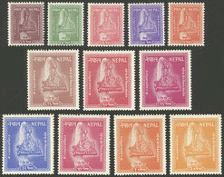 NEPAL: Sc.90/101, 1957 Crown, Cmpl. Set Of 12 Values, MNH, Excellent Quality! - Népal