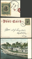 PANAMA - CANAL: Handsome PC With View "Along The Water Front, Colon", Sent To Texas Franked With 1c., VF!" - Panama
