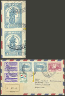 PARAGUAY: Yvert 548, 1958 3G. Ignacio De Loyola, PAIR IMPERFORATE HORIZONTALLY + Other Values Franking A Registere - Paraguay