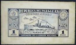 PARAGUAY: Sc.C40, 1930 1P. Battleship (gunboat) Paraguay, Original Artist's Design In India Ink On Card, Size Of The Dra - Paraguay