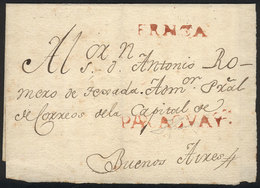 PARAGUAY: Circa 1800, Folded Cover Sent From Asunción To Buenos Aires, With The Marks PARAGUAY And FRANCA Perfectl - Paraguay