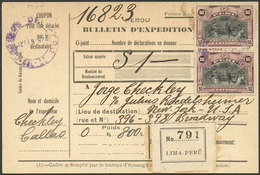 PERU: Circa 1924, Dispatch Note For A Parcel Sent From Lima To USA, Franked With 1S., VF Quality And Very Inte - Peru