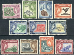 PITCAIRN: Sc.20/30, 1957 Ships, Maps, Flowers Etc., Complete Set Of 11 Unused Values, VF Quality. - Pitcairn Islands