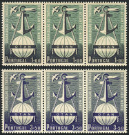 PORTUGAL: Sc.747/8, 1952 OTAN, Cpl. Set Of 3 Values In MNH Strips Of 3, Very Fine Quality, Catalog Value US$1,014. - Sonstige & Ohne Zuordnung