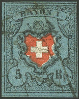 SWITZERLAND: Sc.5 (Yvert 18), Used, Fine Quality, Very Fresh, With Von Der Weid Certificate. - Altri & Non Classificati