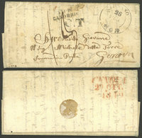 SWITZERLAND: 26/OC/1849 Lugano - Genova, Long Entire Letter With Attractive Postal Markings, VF Quality! - Autres & Non Classés