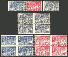 T.A.A.F.: Yvert 8/10, 1957 Intl. Geophysical Year, Cmpl. Set Of 3 Values In Singles And Blocks Of 4, MNH, VF Quali - Andere & Zonder Classificatie