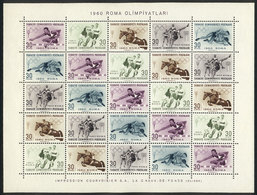 TURKEY: Yvert 10, 1960 Roma Olympic Games, MNH Souvenir Sheet, VF - Autres & Non Classés