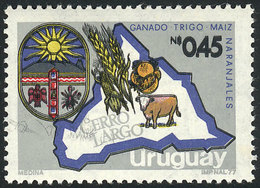 URUGUAY: Sc.1026, 1979/81 45c. Map And Arms Of Cerro Largo, Cattle, Wheat, Oranges, With DOUBLE IMPRESSION Of Bla - Uruguay