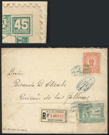 URUGUAY: Sc.C9, 1925 Gaucho And Airplane, With VARIETY: The 5 Of The Right Value Is Touching The Frame", On A Cover Flow - Uruguay