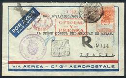 URUGUAY: Air Mail Cover Sent To Italy On 3/JUN/1932 By Cie Generale Aeropostale Via Maseille, Wit - Uruguay