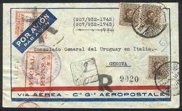 URUGUAY: Air Mail Cover Sent To Italy On 3/JUN/1932 By Cie Generale Aeropostale Via Maseille, Wit - Uruguay