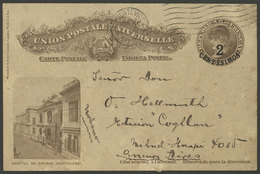 URUGUAY: 2c. Surcharged Postal Card With View Of Hospital In Montevideo, Sent To Buenos Aires On 15/AP/1920, V - Uruguay