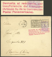 URUGUAY: Unusual AUXILIARY MARK: Cover Sent From Montevideo To Buenos Aires On 20/MAY/1923 Franked With 5m., With - Uruguay