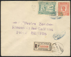 URUGUAY: 25/SE/1925 First Flight Montevideo - Rincón, Registered Cover With Nice Postage, Very Fine Quality! - Uruguay