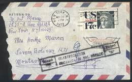 URUGUAY: Airmail Cover Sent From USA To Montevideo On 20/NO/1972, With Handstamp Applied At Destination: CLASIFIC - Uruguay