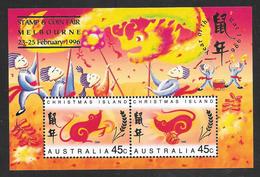 Christmas Island - 1996 Year Of The Rat - Miniature Sheet - Melbourne Stamp Fair Overprint - S.G. MS427 MNH - Christmas Island