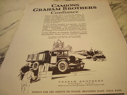 ANCIENNE PUBLICITE CONFIANCE CAMION GRAHAM BROTHERS 1927 - Camions