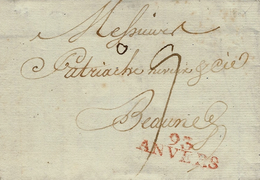 1807- Lettre De 93 /ANVERS ( Les Deux Nethes ) 34 Mm Rouge-  Taxe 9 D. Pour Beaune - 1794-1814 (Französische Besatzung)