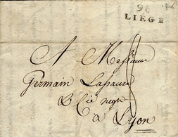 An 13- Lettre De 96 / LIEGE ( L'Ourthe ) 22 Mm Noir  Taxe 8 D. Pour Lyon - 1794-1814 (Periodo Francese)