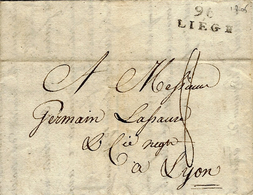 An 13- Lettre De 96 / LIEGE ( L'Ourthe ) 22 Mm Noir  Taxe 8 D. Pour Lyon - 1794-1814 (Période Française)