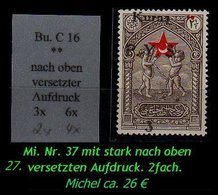 Türkei Rotes Kreuz - Mi. Nr. 37 - Burak C 16 - Stark Versetzter Aufdruck - Ungebraucht