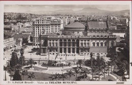 Bresil Brazil Brasil Sao Paulo Vista Ao Theatro Municipal (Very Good Condition) Photo Card - Sonstige & Ohne Zuordnung