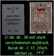 Türkei Rotes Kreuz - Mi. Nr. 39 - Burak C 18 - Stark Verschobenen Aufdruck - Neufs