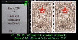 Türkei Rotes Kreuz - Mi. Nr. 40 - Burak C 20 - Mit Schrägen Aufdruck Im Paar -R- - Unused Stamps