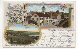 LITHO Gruss Aus WATT Hauptansicht & Katzensee Gel. 1906 V. Bremgarten N. Oberegg Appenzell - Egg