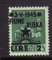 OCCUPAZIONE FIUME 1945 VARIETÀ VARIETY MONUMENTI DISTRUTTI SOPRASTAMPATO SURCHARGE LIRE 2 SU 0,25 CENT. MNH - Ocu. Yugoslava: Fiume