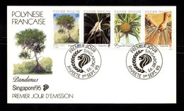 POLYNESIE FRANçAISE 1995   Bande 4 Valeurs SINGAPORE 95 Fruits Fleurs Sur Enveloppe FDC  SUPERBE - Brieven En Documenten