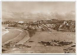 Real Photo Postcard, Cornwall, Newquay, General View Of Beaches. Cliffs, Houses, People. - Newquay