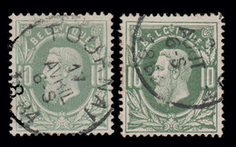 COB N° 30 - Nuances - Vert ''GRIS CLAIR'' Et ''GRIS FONCÉ'' - 1883 Léopold II